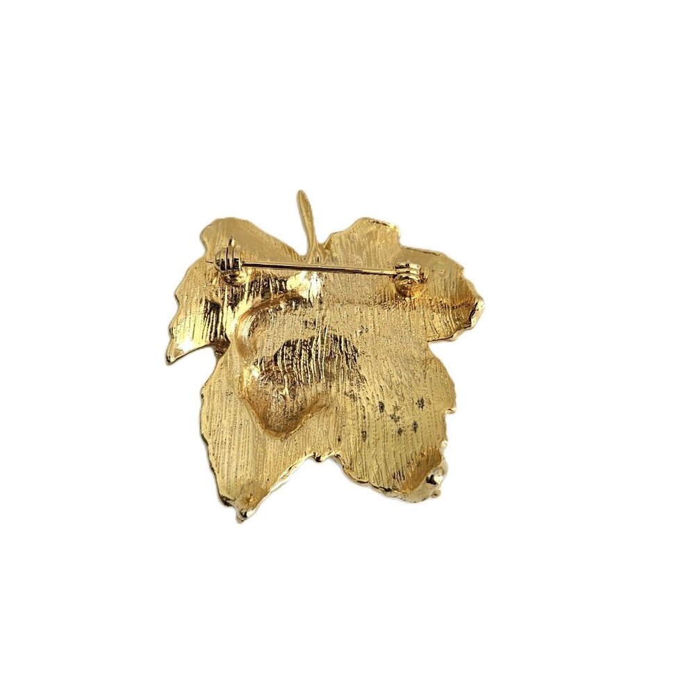 Vintage Gold Tone Double Leaf Brooch - Picture 2 of 3